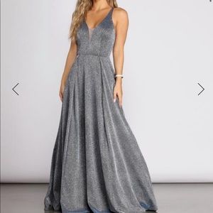 Grey/blue sparkly prom dress